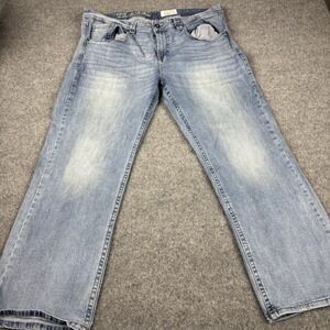 TK Axel Slim Boot Jeans Mens 40x32 Light Wash Distressed Faded Denim Casual Y2K